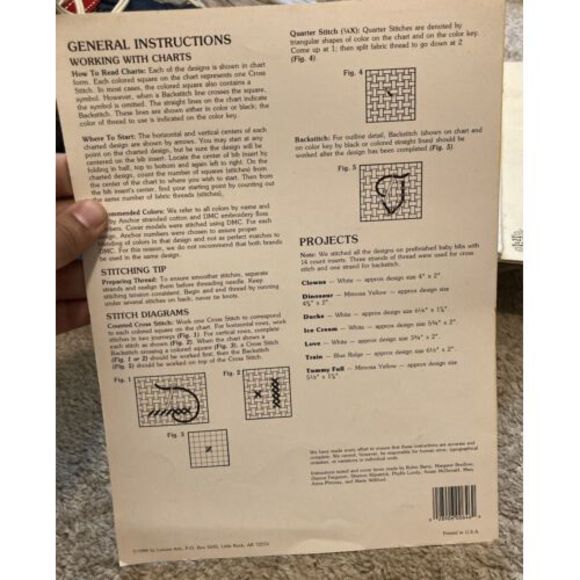 Leisure Arts Cross Stitch Pattern 646 Bibs for Baby Dinosaur Ice Cream Duck - Picture 2 of 3